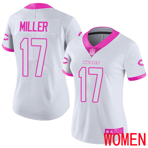 Chicago Bears Limited White Pink Women Anthony Miller Jersey NFL Football #17 Rush Fashion